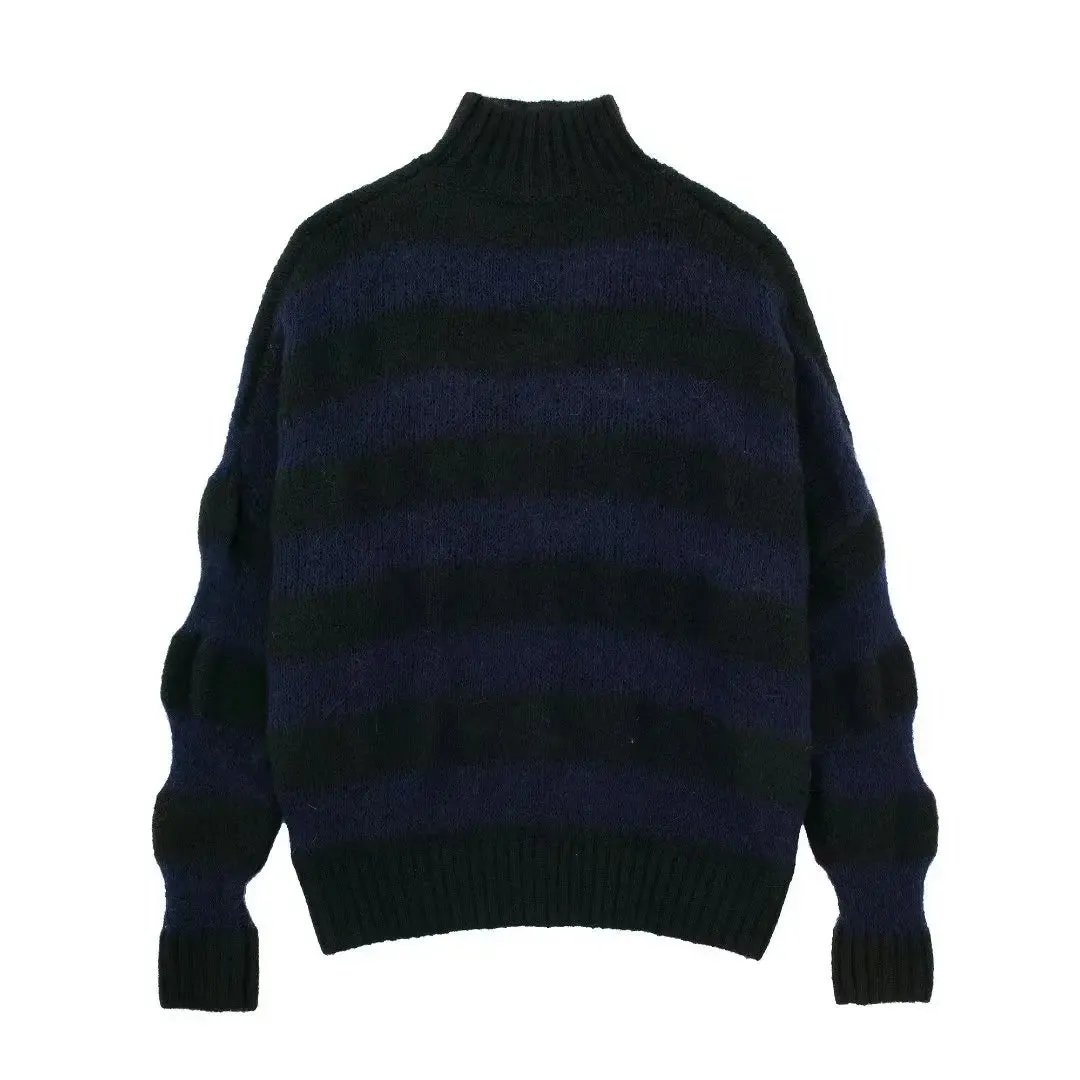 Pre Order:  Casual Stripe Knitted Loose Sweater