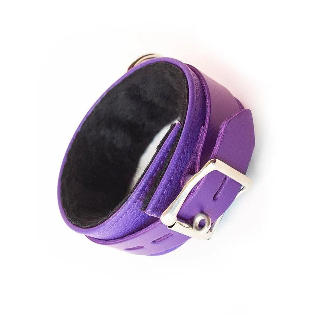 Purple Fleece Lined Garment Leather Ankle Cuffs