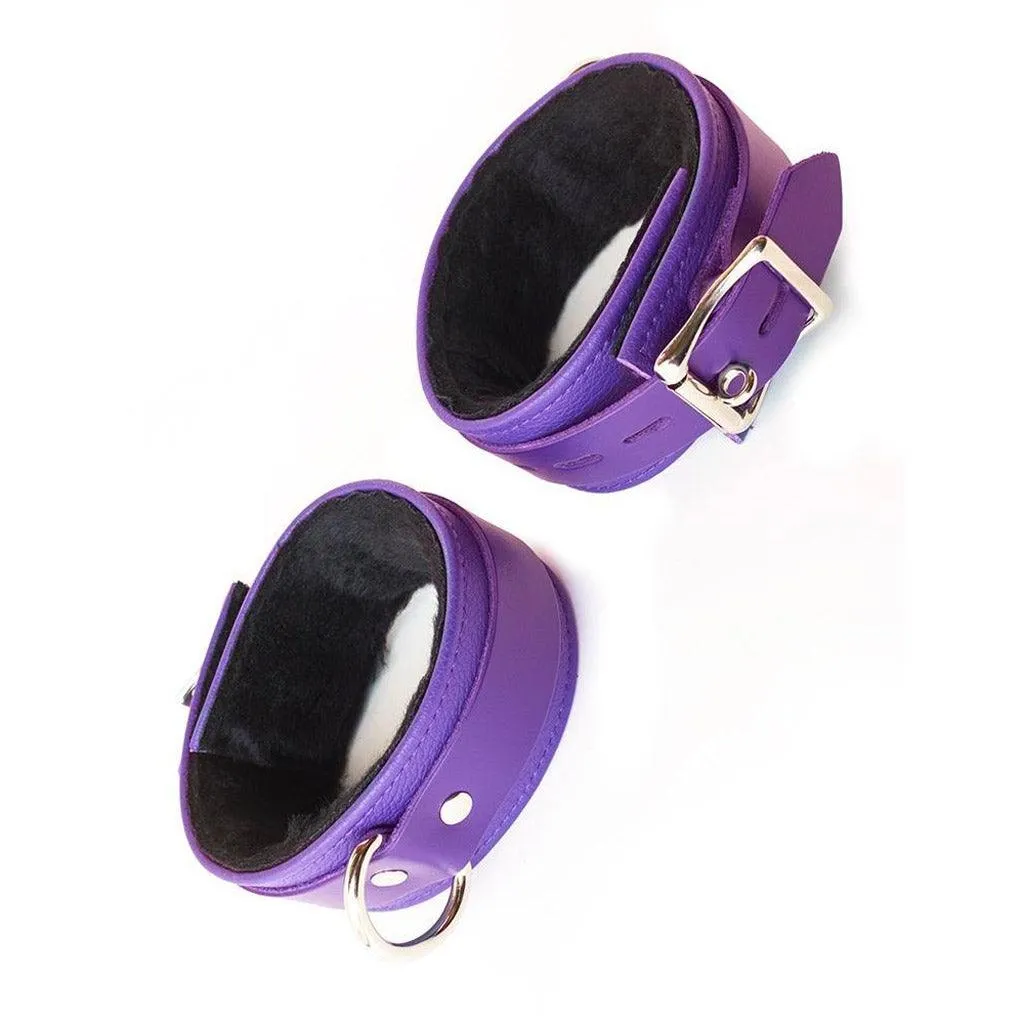 Purple Fleece Lined Garment Leather Ankle Cuffs