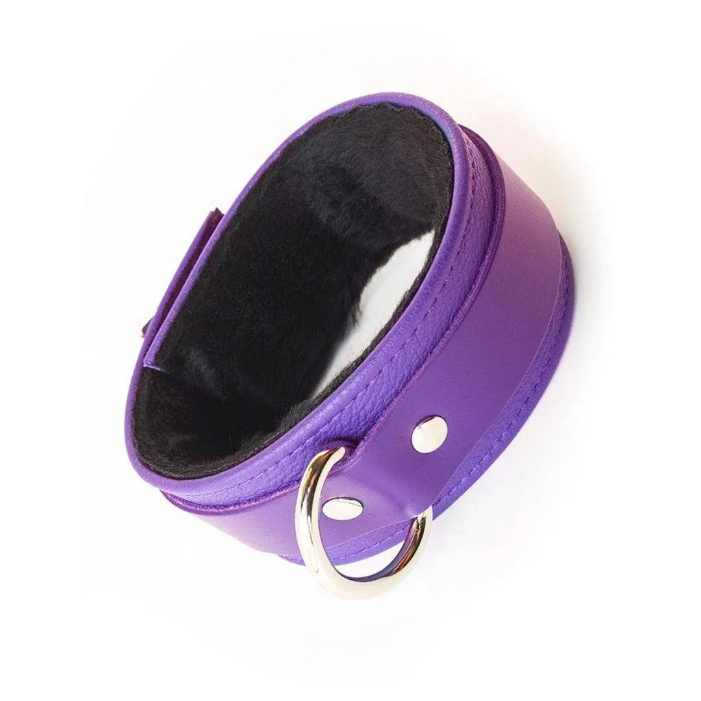 Purple Fleece Lined Garment Leather Ankle Cuffs