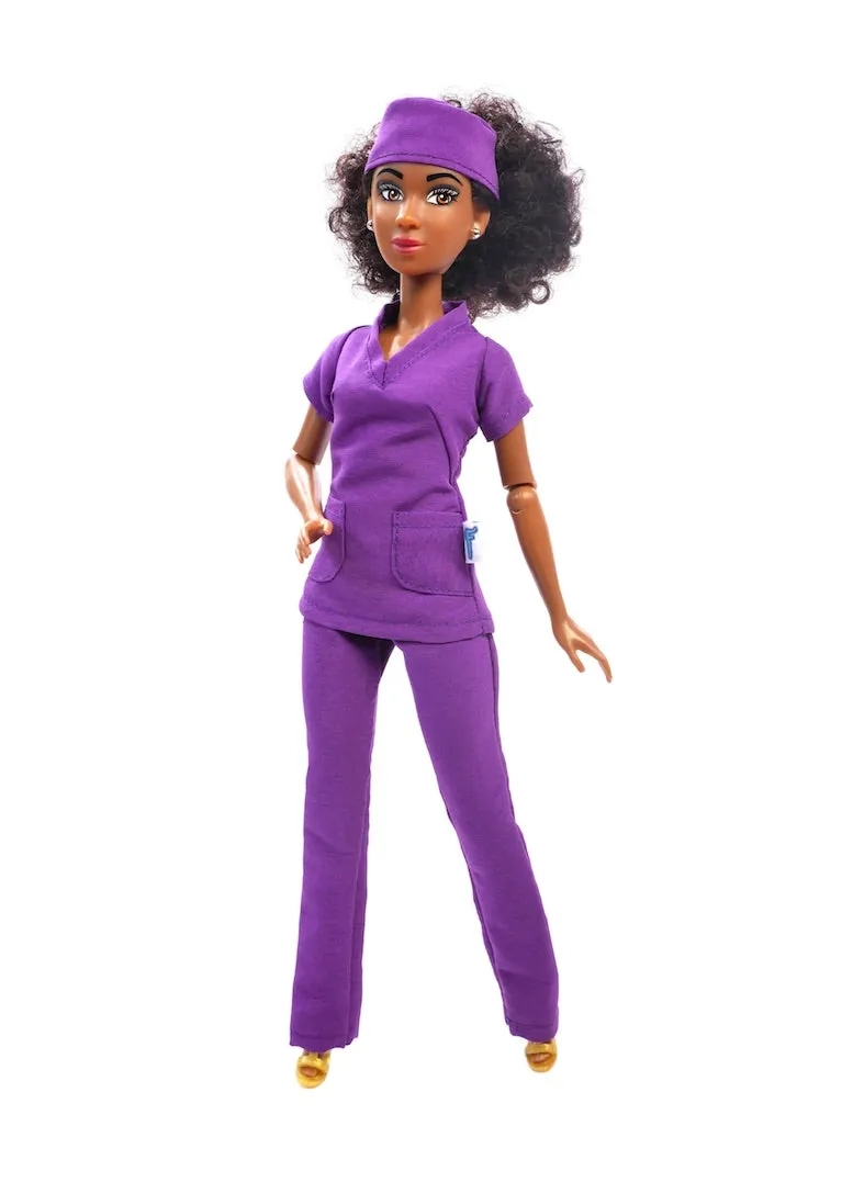 "NEW" "FRESH MD" Female Doll Scrubs Set – Purple Passion Fashion Pack