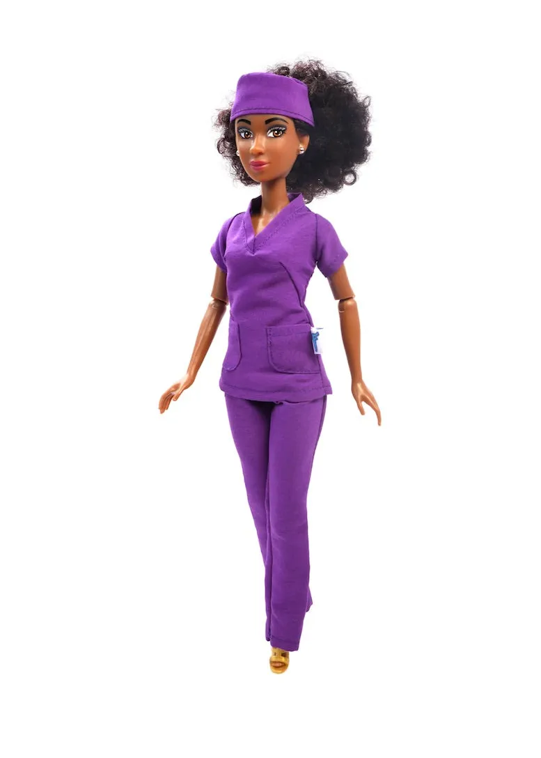 "NEW" "FRESH MD" Female Doll Scrubs Set – Purple Passion Fashion Pack