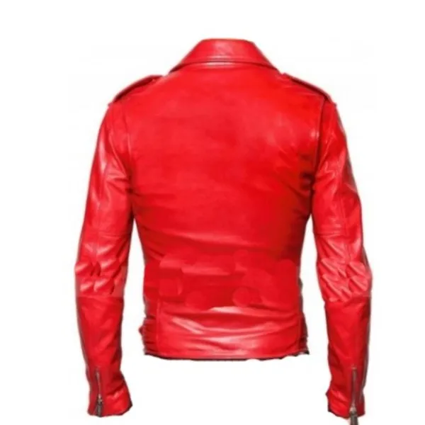 Red Biker Slim fit Leather Jacket for Men