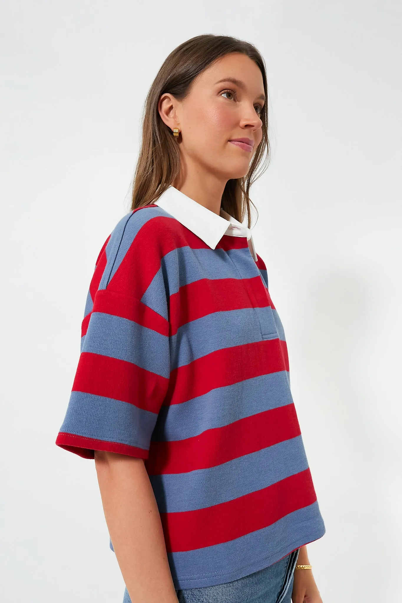 Red Stripe Cotton Wesley Rugby Shirt