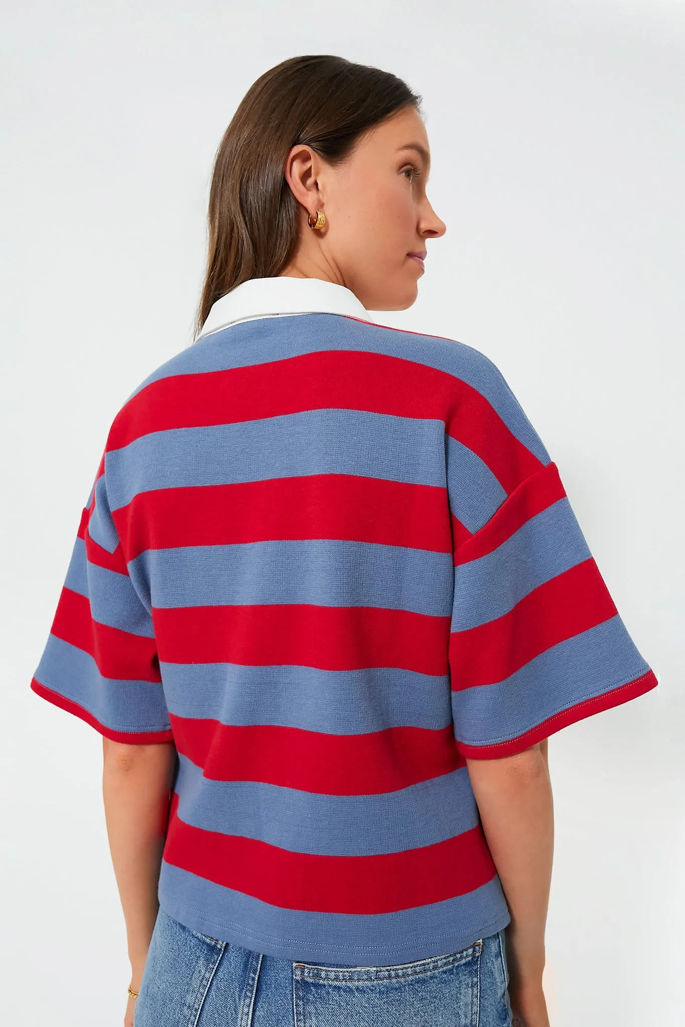 Red Stripe Cotton Wesley Rugby Shirt