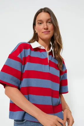 Red Stripe Cotton Wesley Rugby Shirt