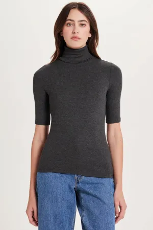 Ribbed Half Sleeve Turtleneck