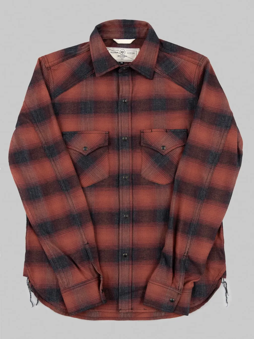 Rogue Territory Western Shirt Brick Red Brushed Plaid