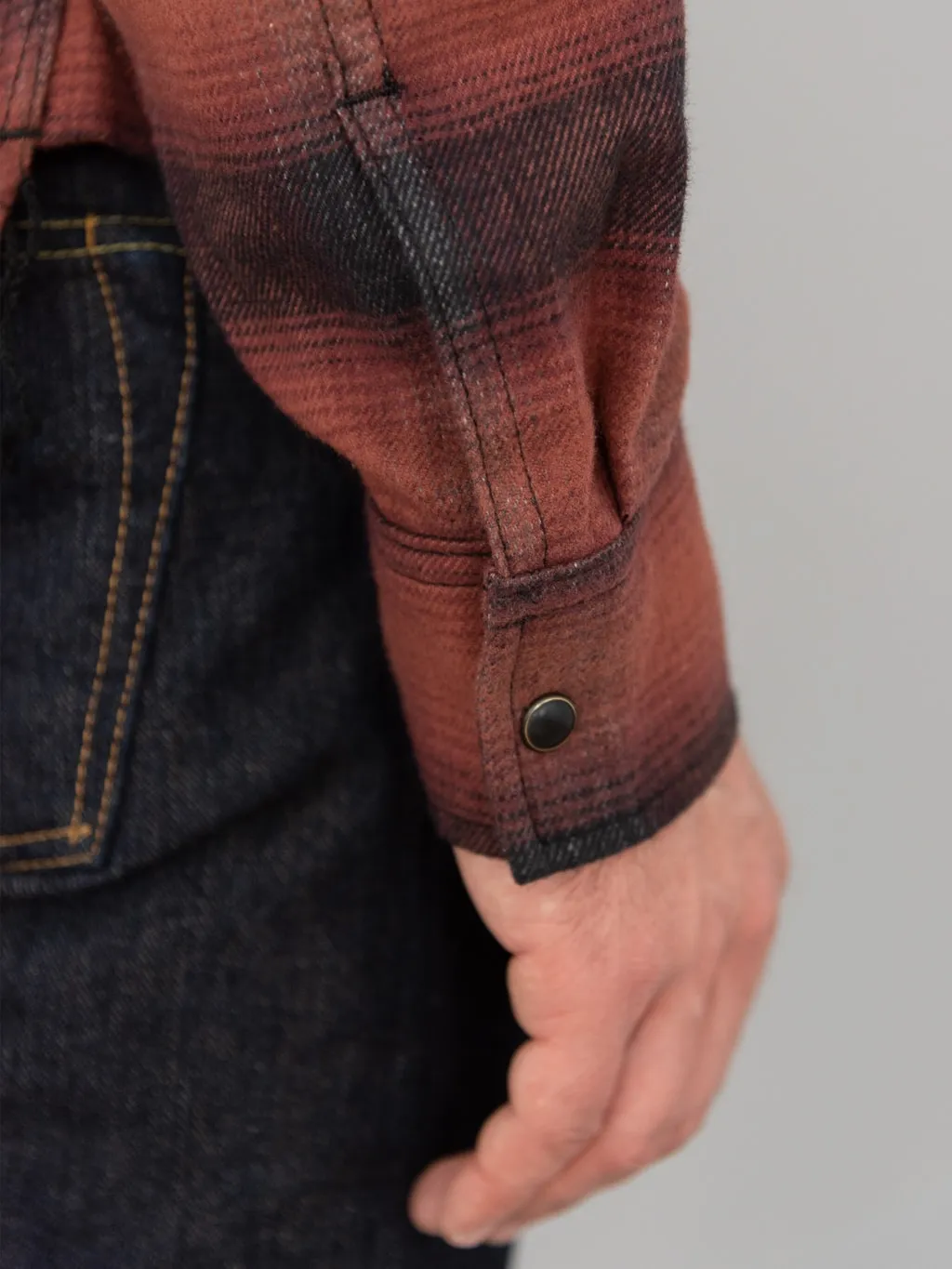 Rogue Territory Western Shirt Brick Red Brushed Plaid