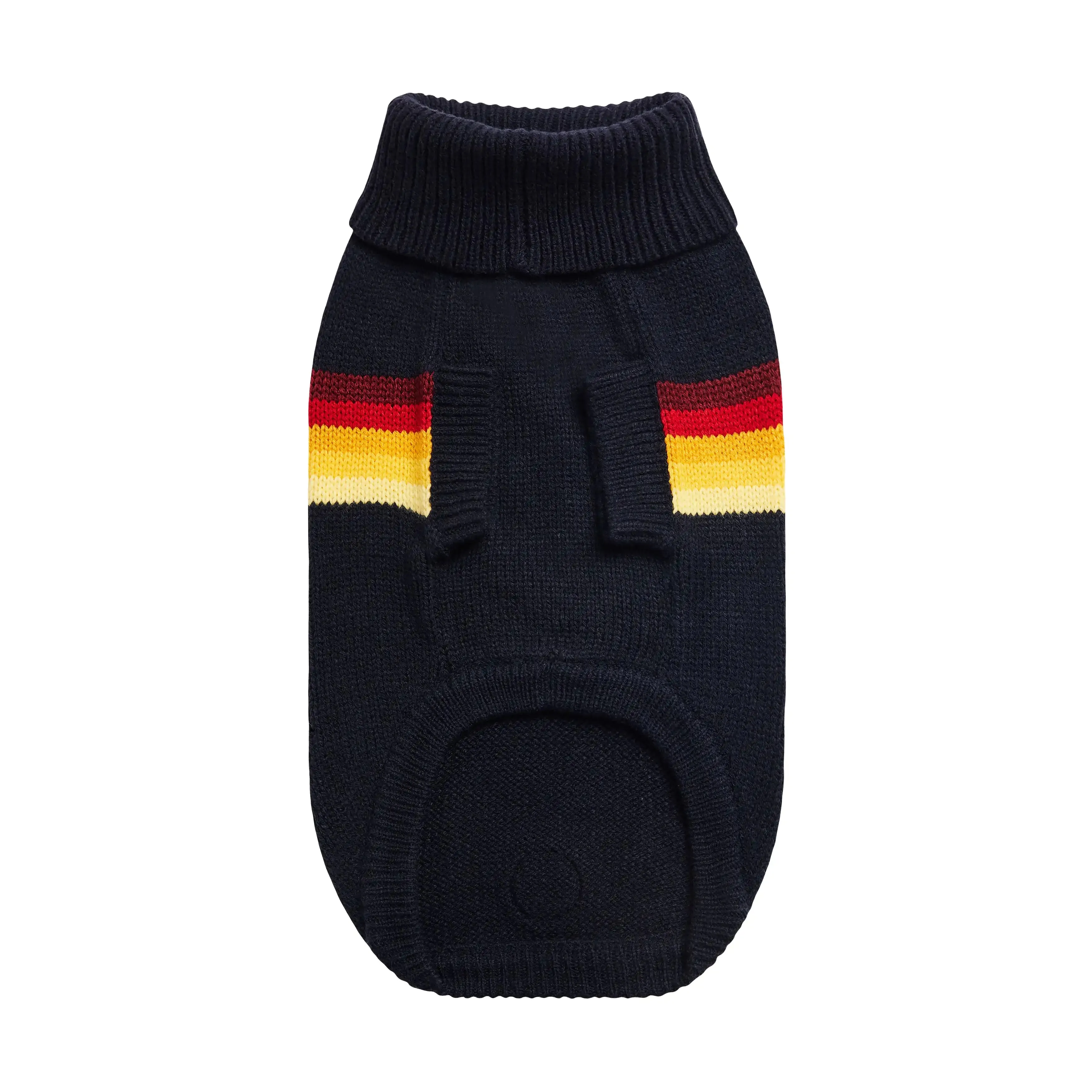 Sculpted Turtleneck Dog Sweater with Retro Design - Navy