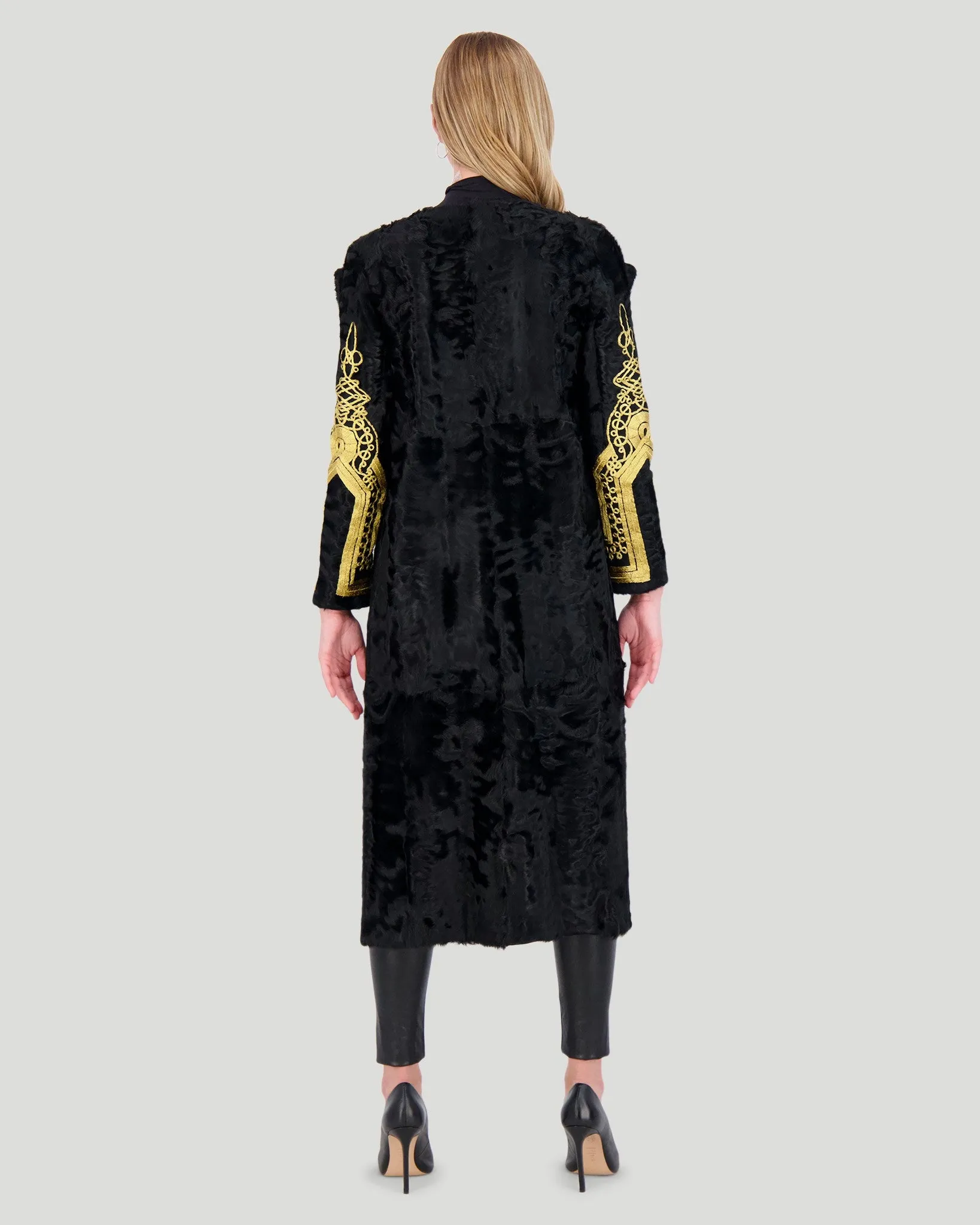 Select Lamb Short Coat with Embroidery