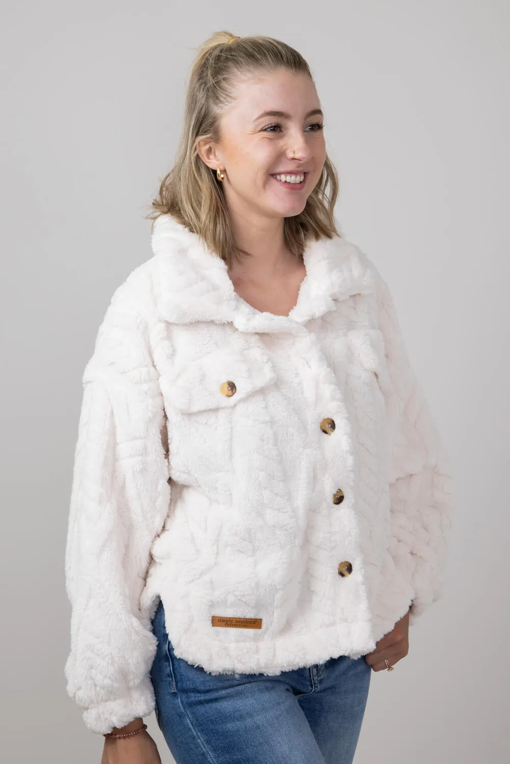 Simply Southern Jess Shacket for Women in Snow | PP-0224-SHKT-JESS-SNOW