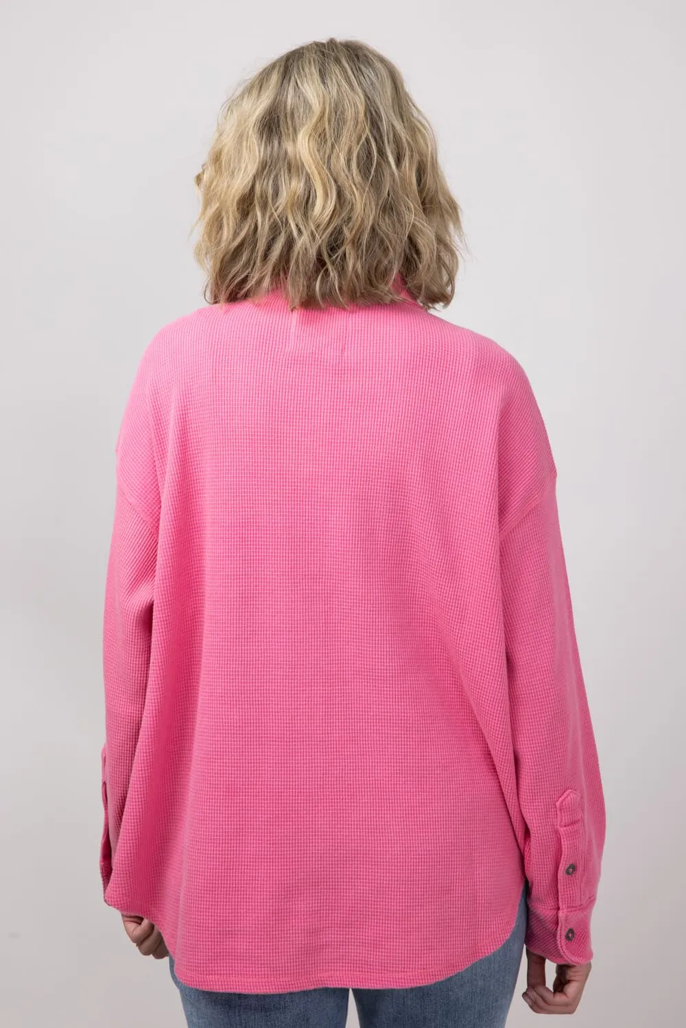 Simply Southern Waffle Knit Shacket for Women in Pink | PP-0224-SHKT-WAFFLE-PINK