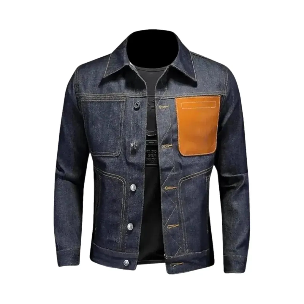 Slim-fit biker jeans jacket for men