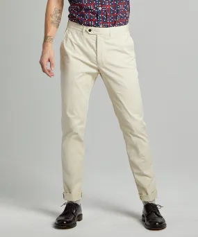 Slim Fit Tab Front Stretch Chino in Ivory Coast