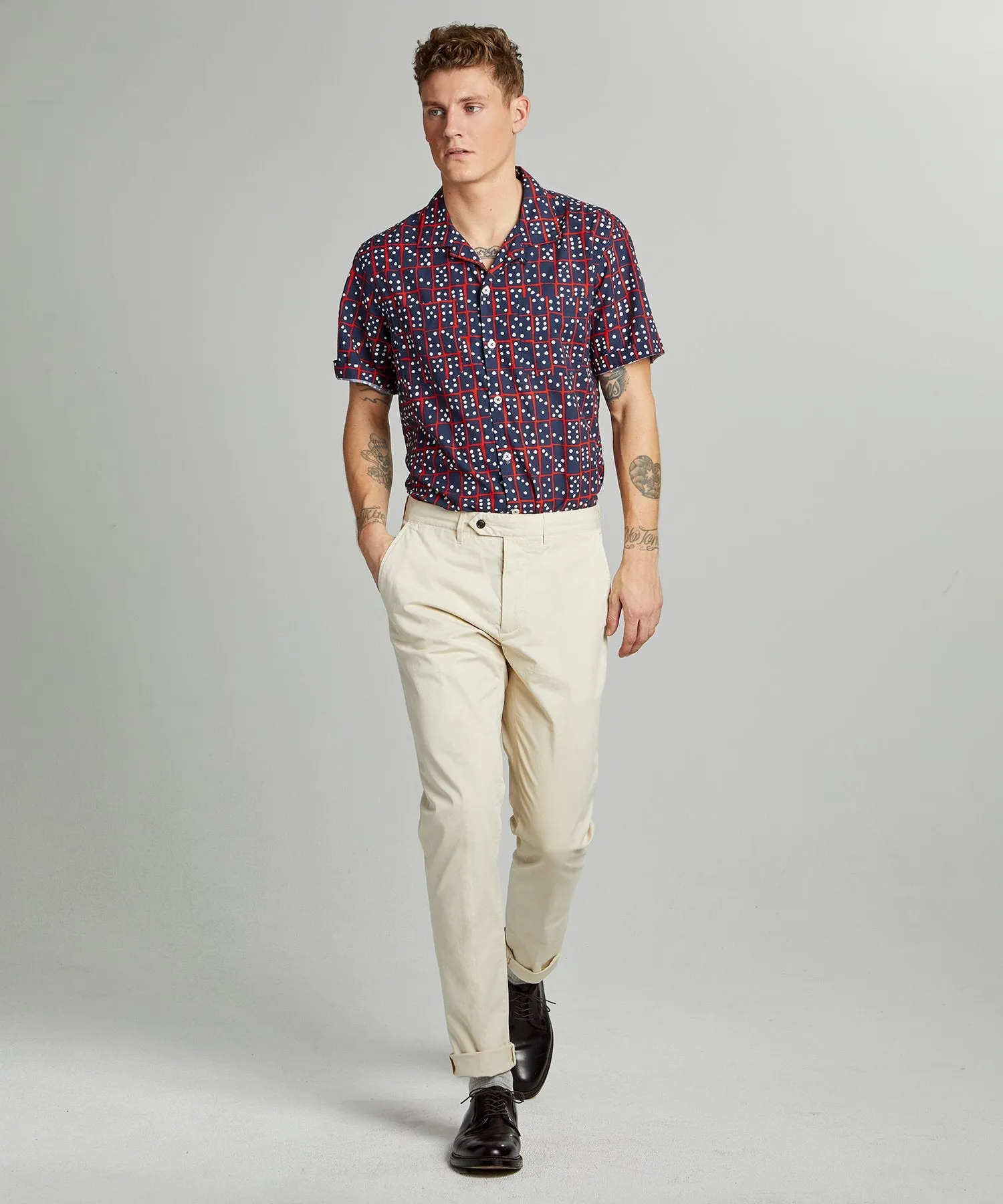 Slim Fit Tab Front Stretch Chino in Ivory Coast