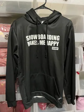 Snowboarding Makes Me Happy Hoodie - Black (S)