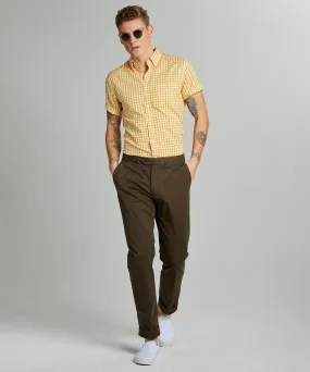 Straight Fit Tab Front Stretch Chino in Olive