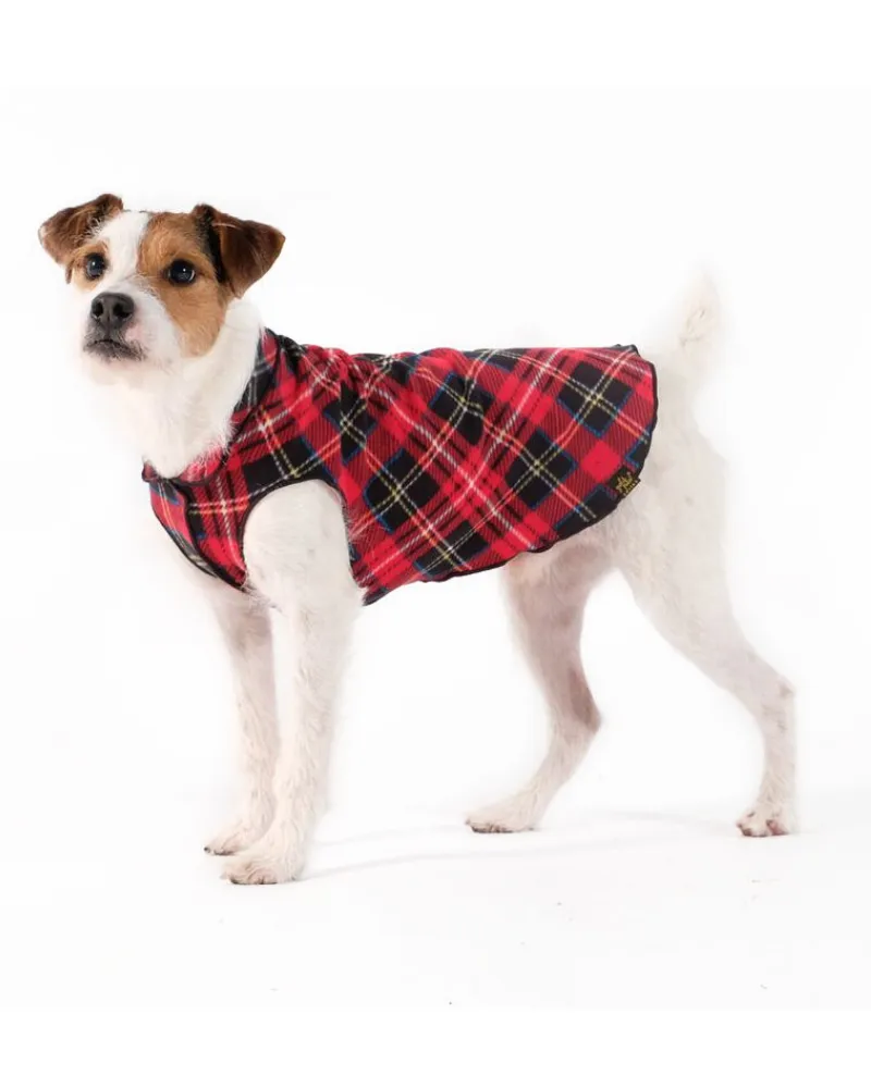 Stretch Fleece in Red Tartan Plaid (Made in the USA)