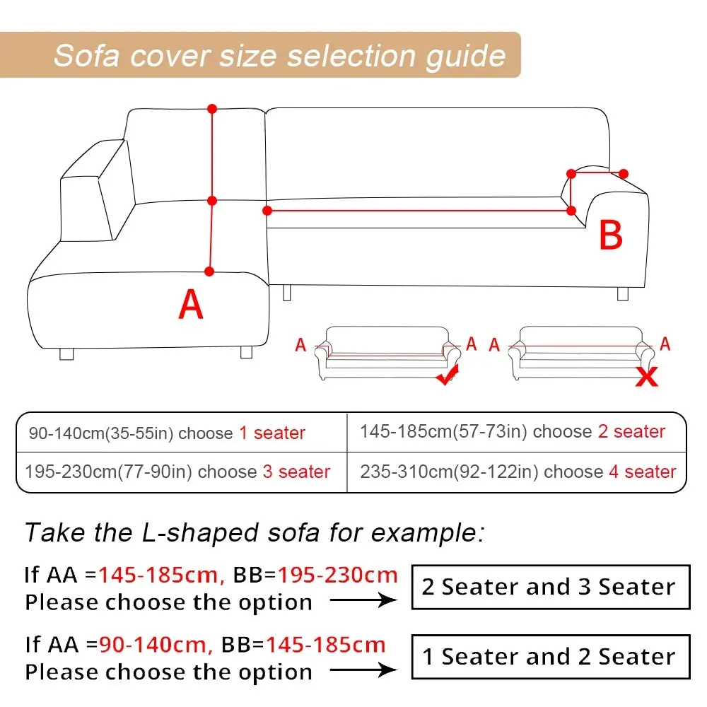 Stretch L-Shaped Sofa Covers with Armrest Slipcovers