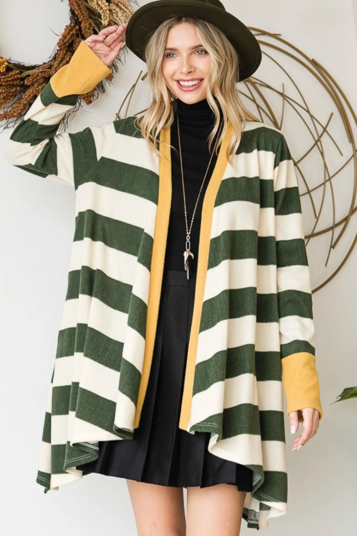 Striped Draped Knit Cardigan