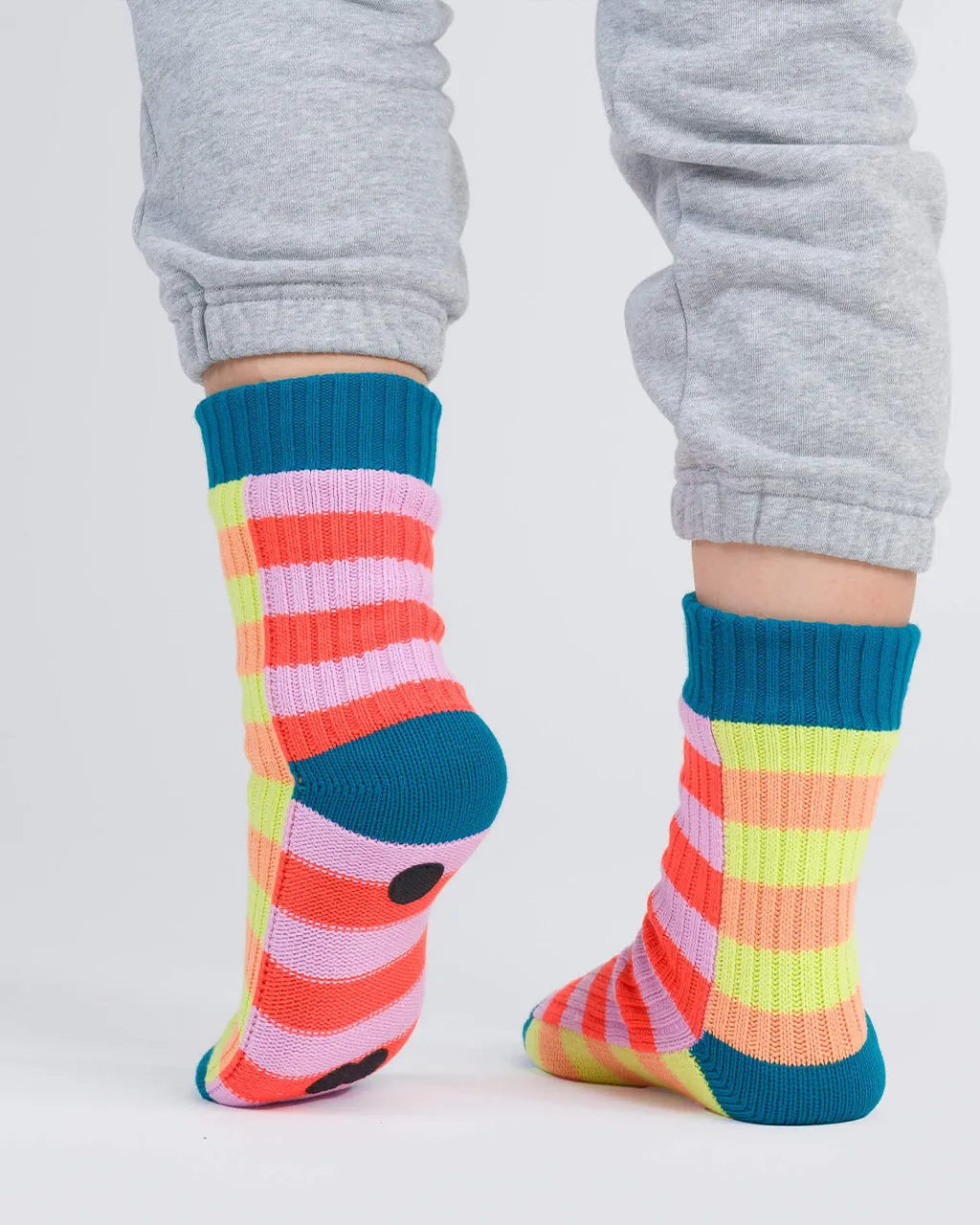 Super Stripe House Socks - Poppy   Lilac