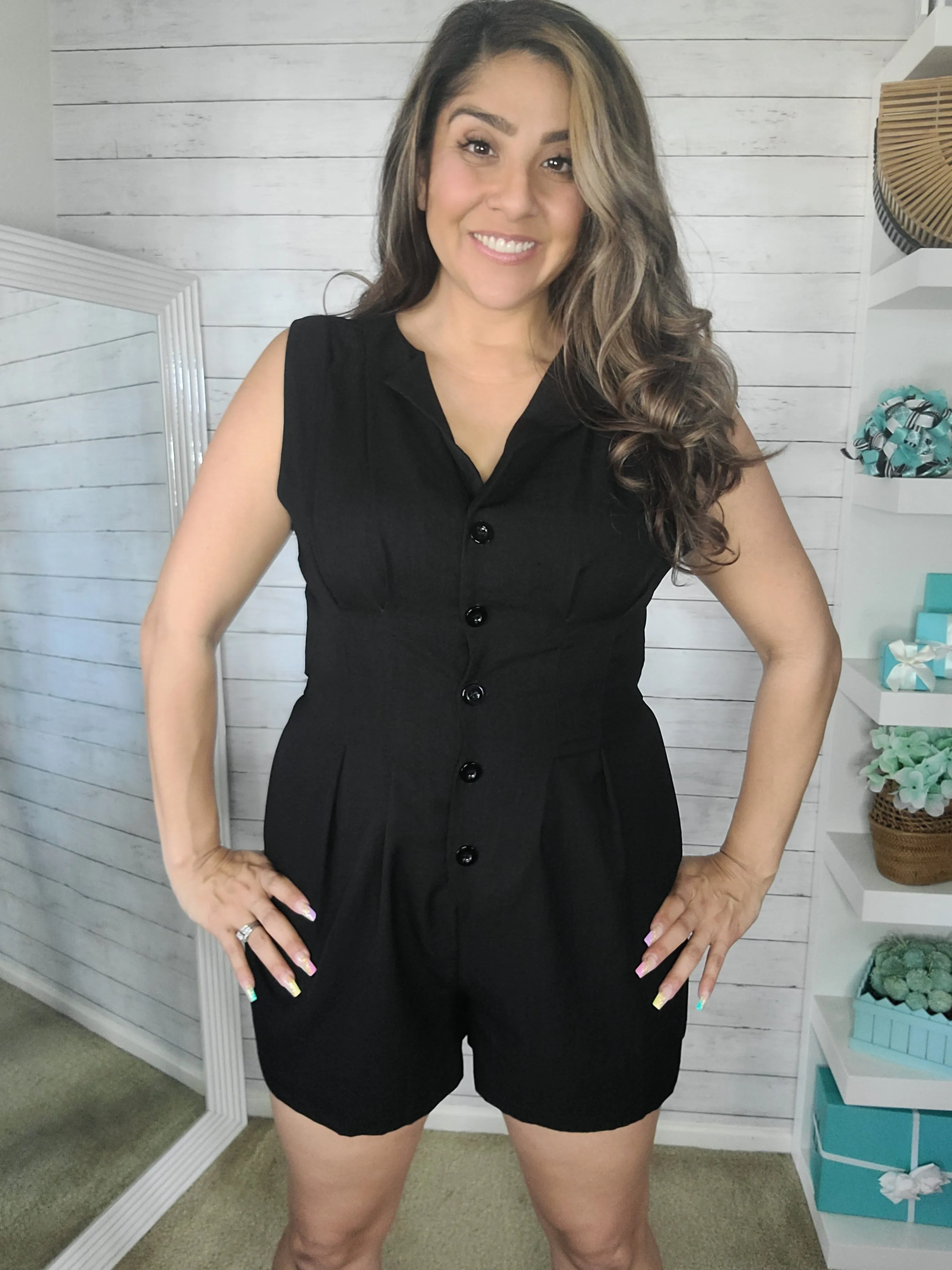 Tailored Black Romper