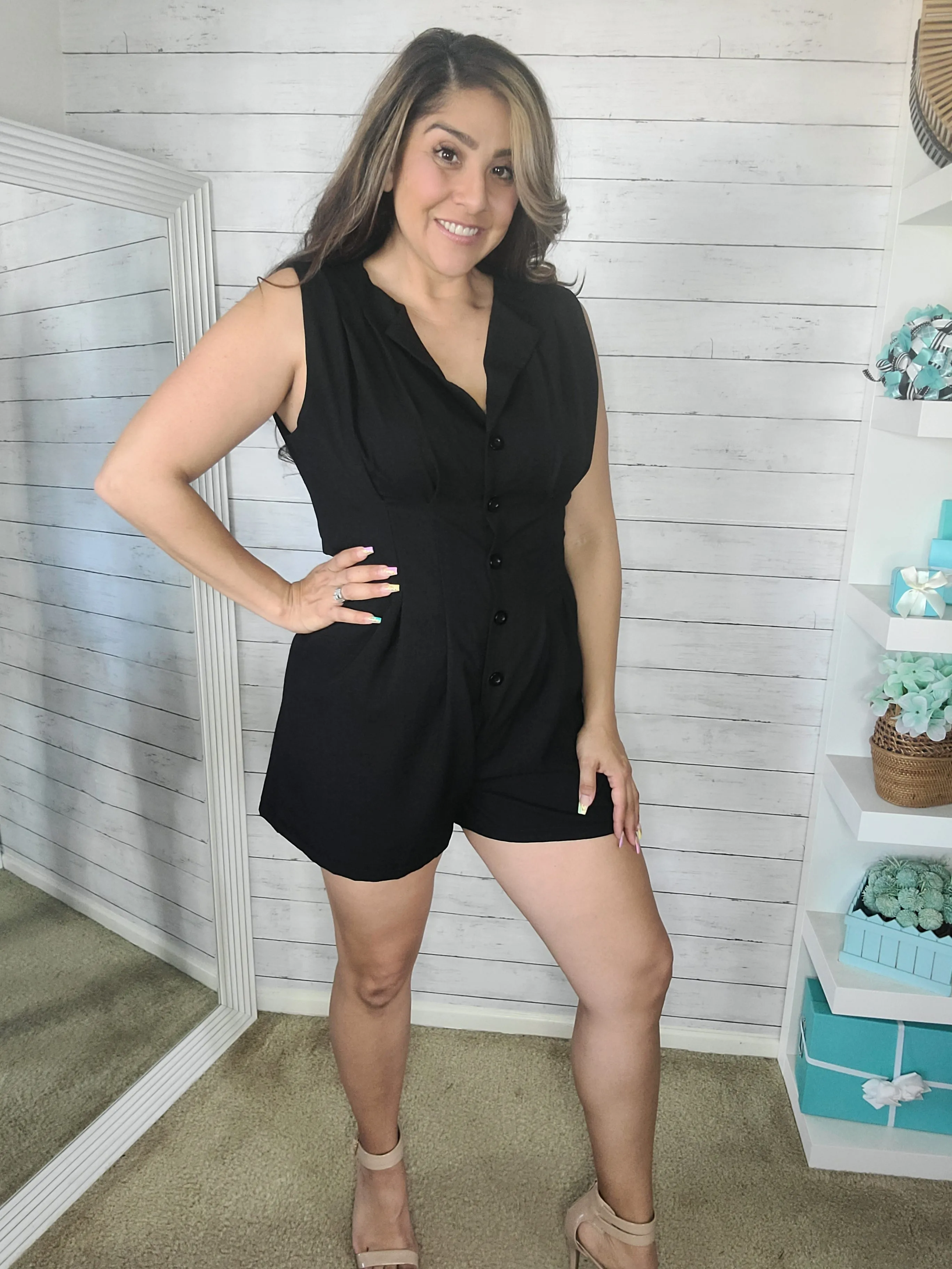 Tailored Black Romper