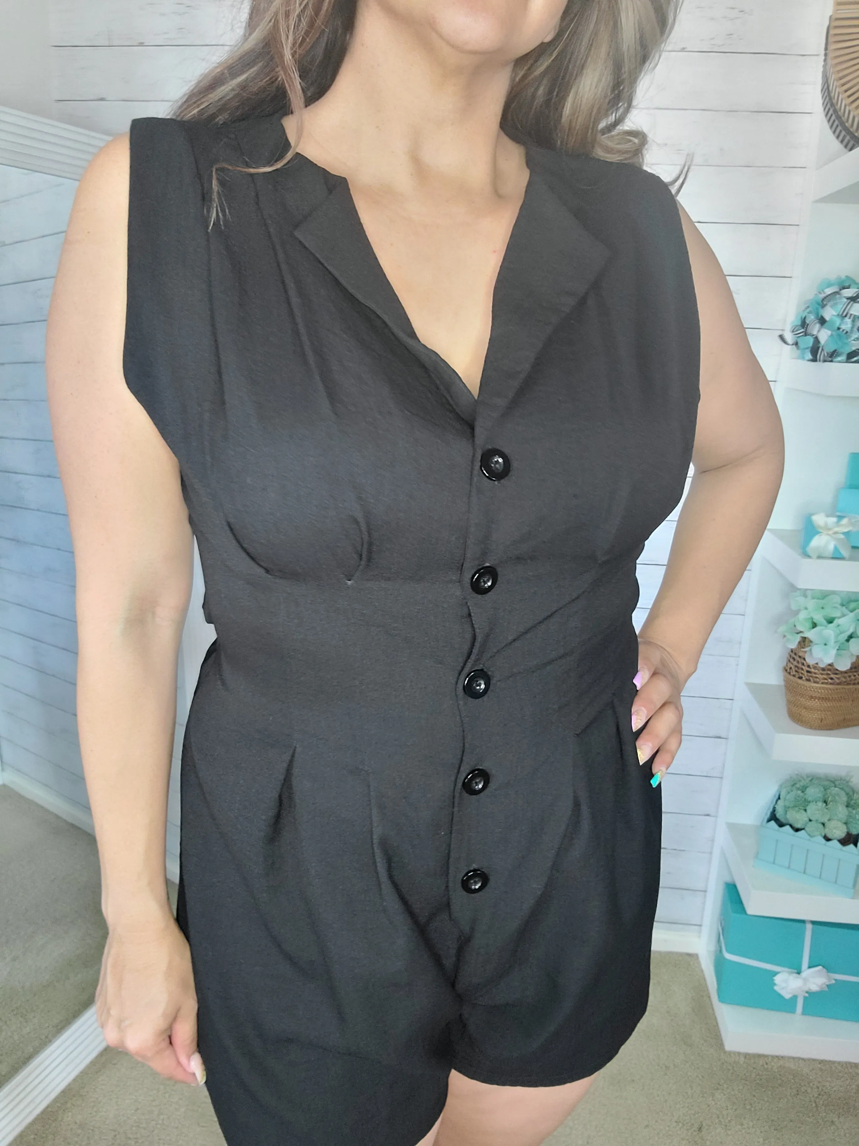 Tailored Black Romper