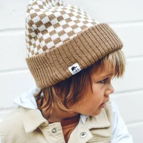 Tan Check Beanie