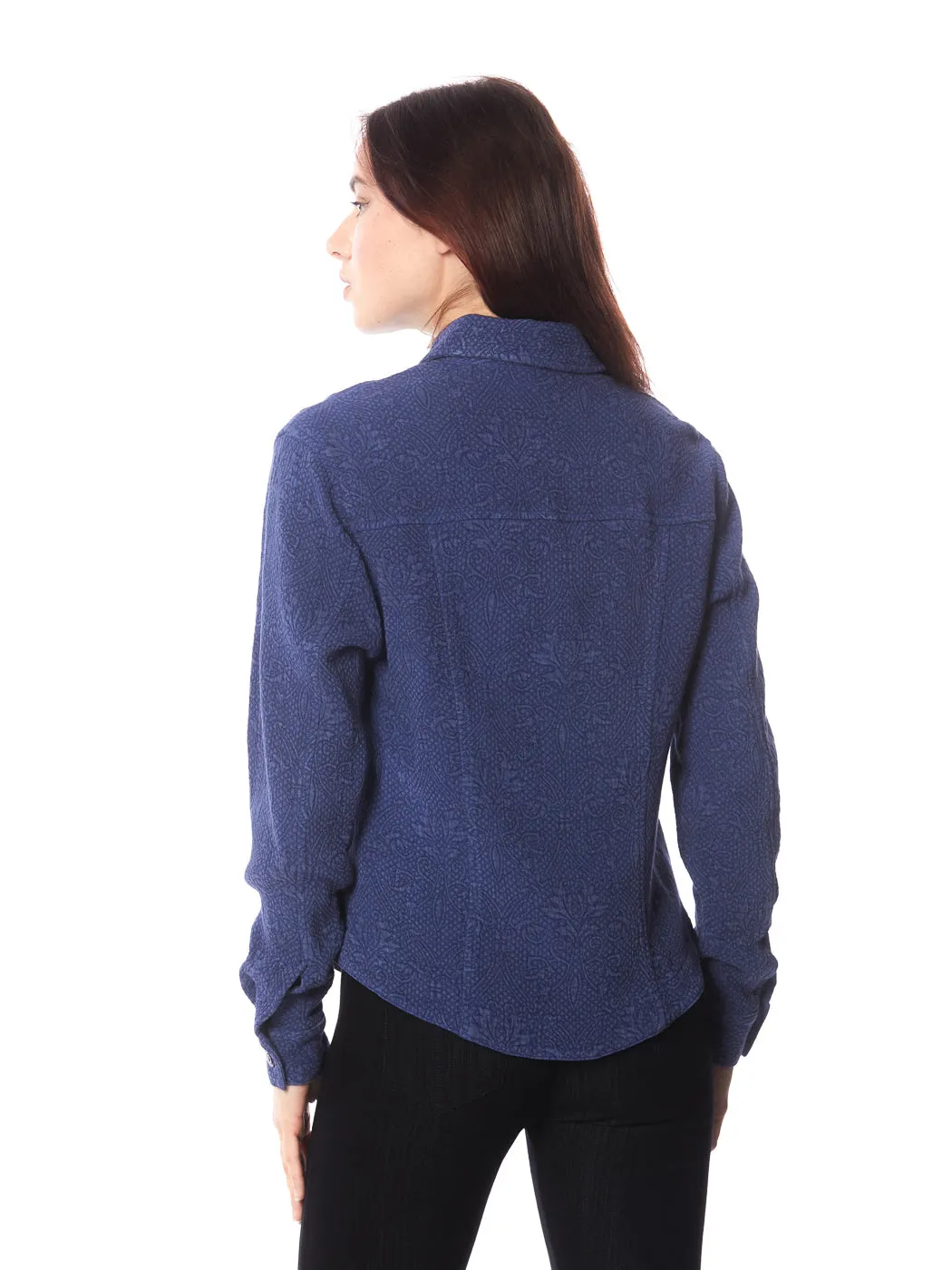 Tianello TENCEL™ "Vine" Cotton Jacquard L.S. "Jean" Jacket with Side Pockets