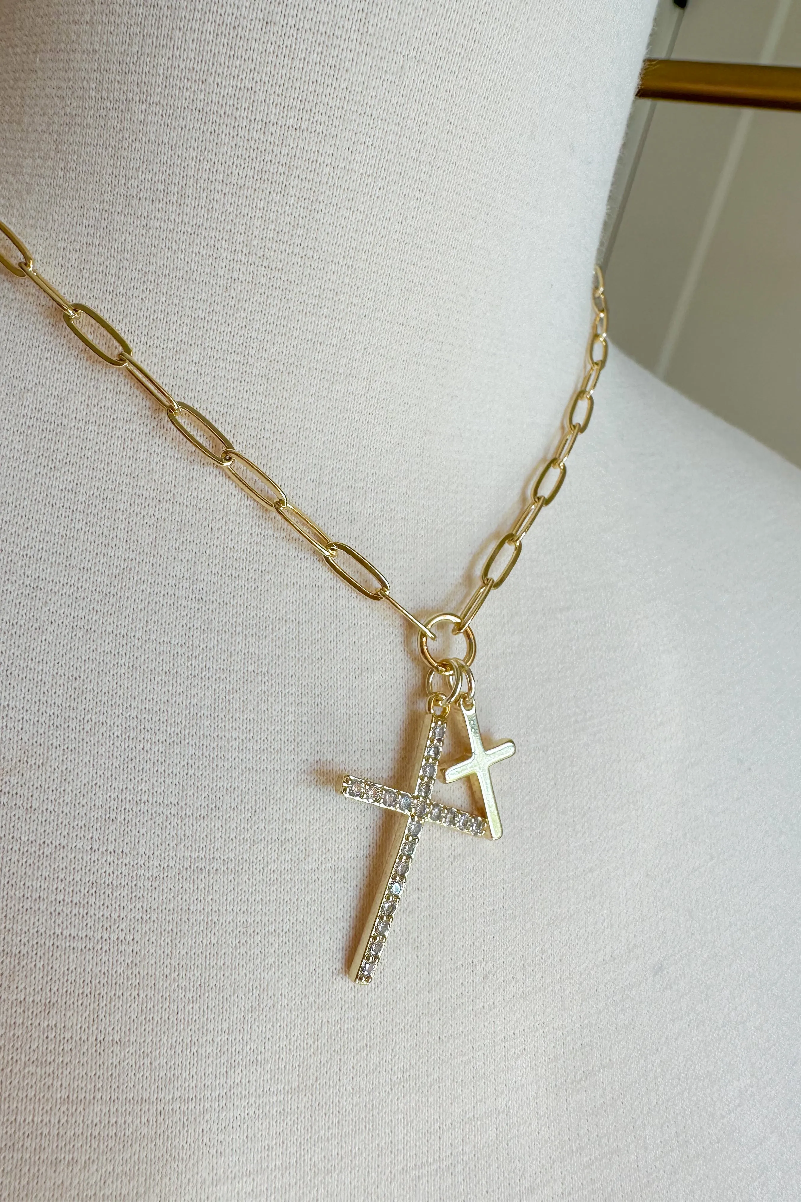 Treasure Jewels Double Cross Necklace