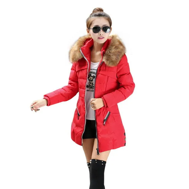 Trendy long bubble warm faux fur hoodie jacket coat