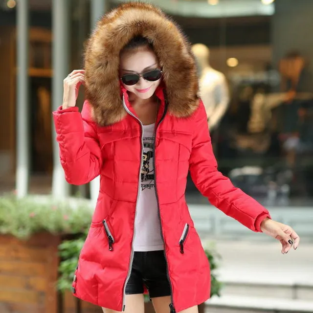 Trendy long bubble warm faux fur hoodie jacket coat