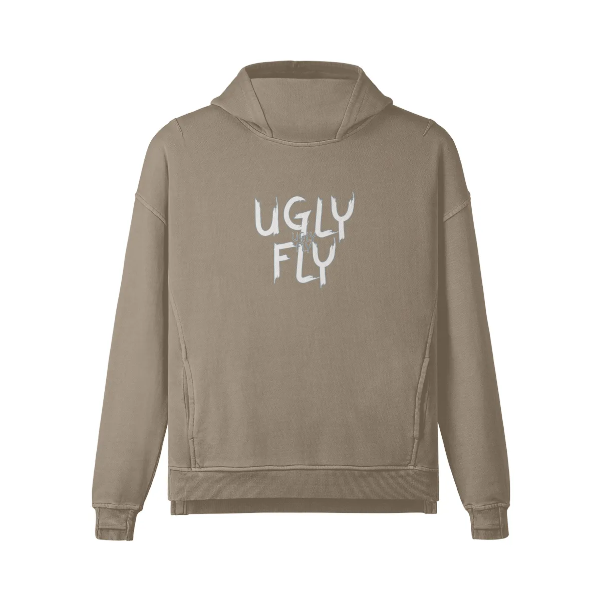 Ugly Fly Unisex Washed Slit Hem Turtleneck Hoodie