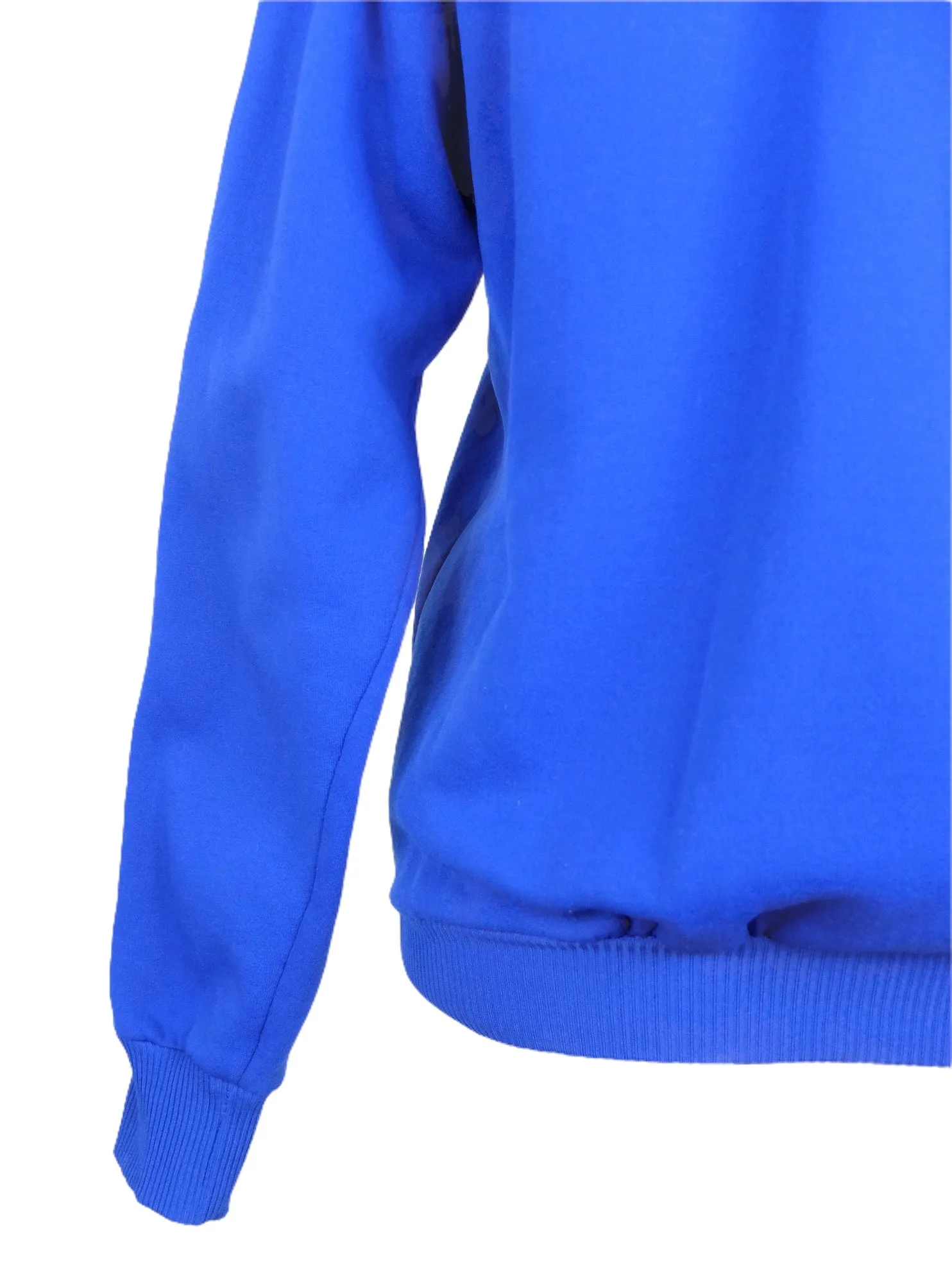 Vintage 70s Mod Athletic Bright Blue Zip Up Track Jacket with Fleece Lining | Size S-M