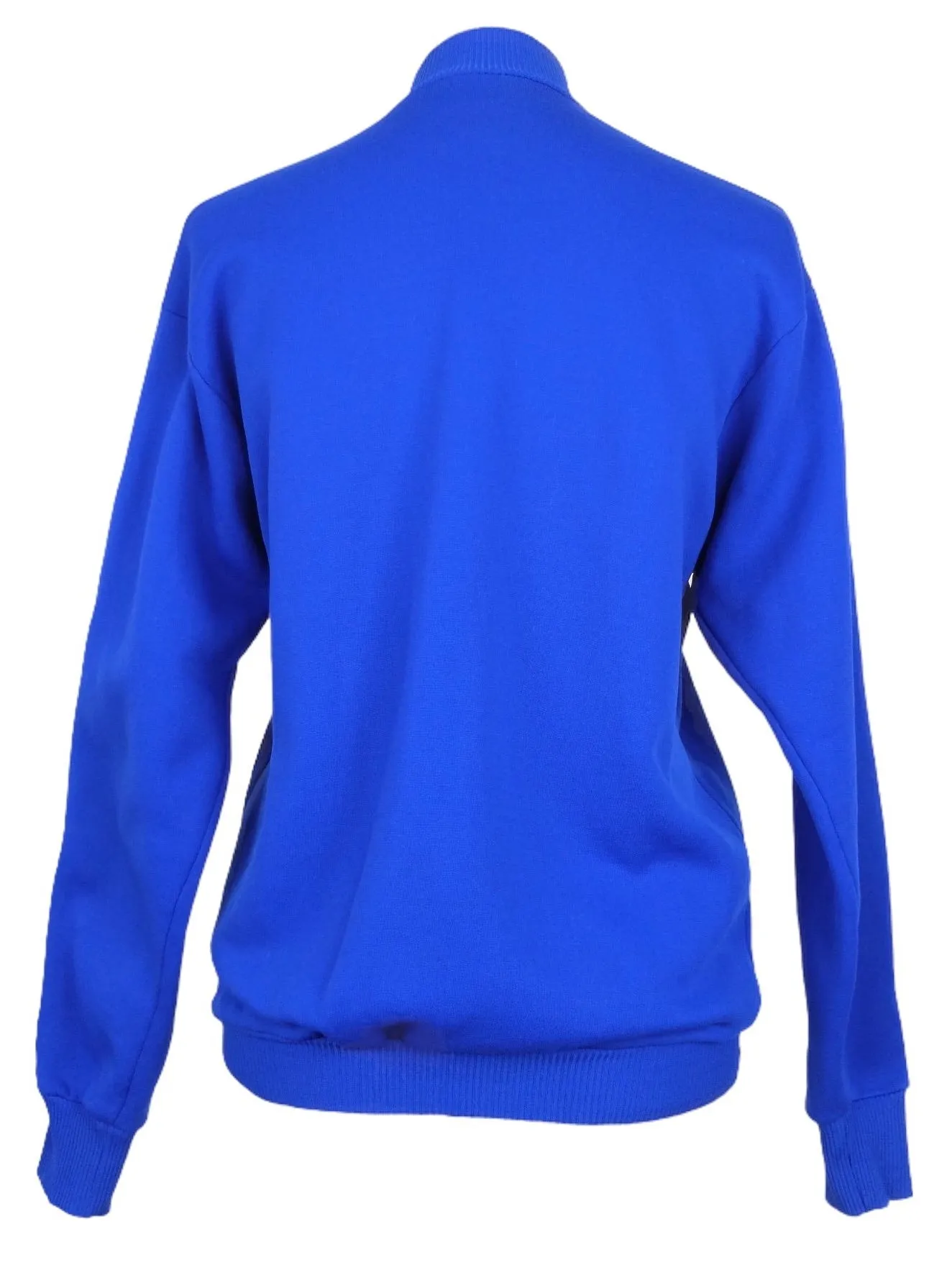 Vintage 70s Mod Athletic Bright Blue Zip Up Track Jacket with Fleece Lining | Size S-M