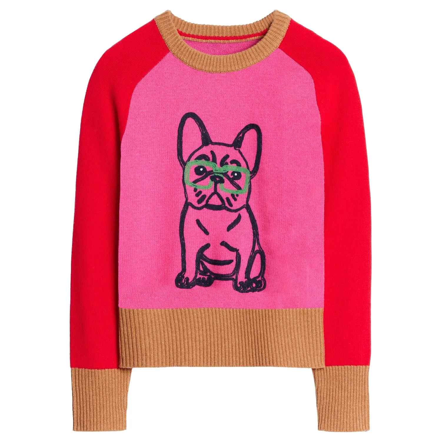 Vintage Women's red jacquard doggie Retro knitwear