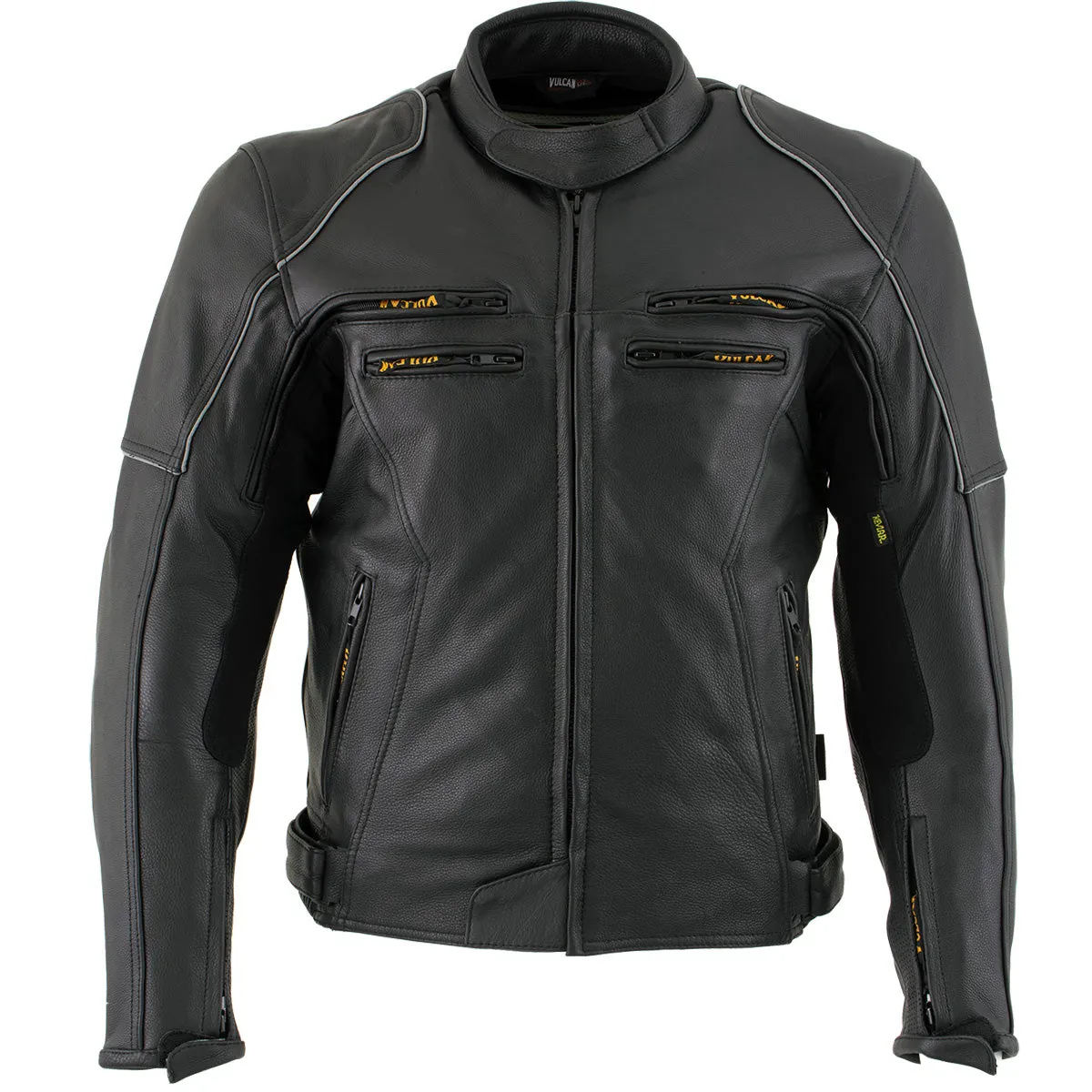 Vulcan VNE98431 Men's 'Ace' Black Advanced Leather Protective Motorcycle Jacket with CE Armor