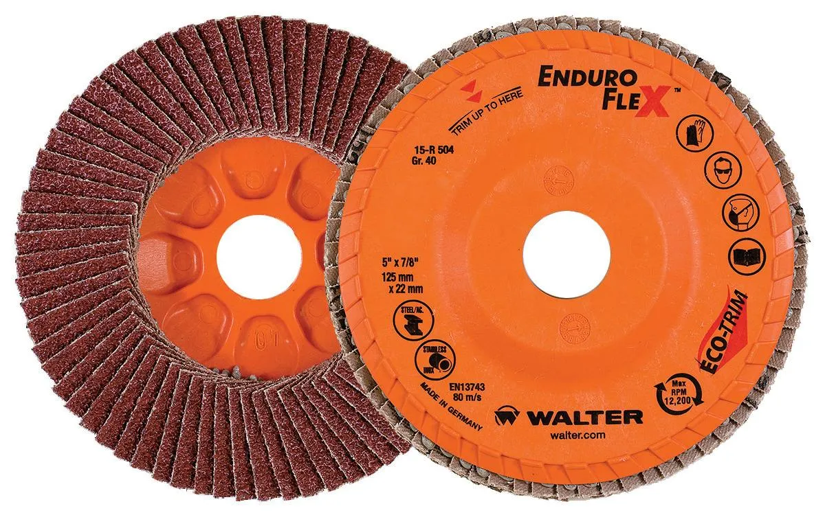 Walter 15R504 5" x 7/8" 40 Grit Enduro-Flex Flap Discs