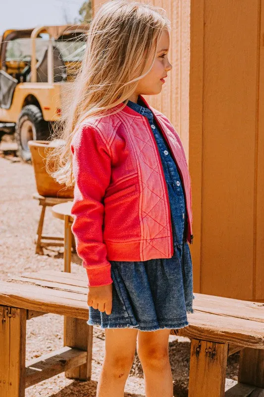 Washed Fuchsia Washed Quilted Bomber Jacket