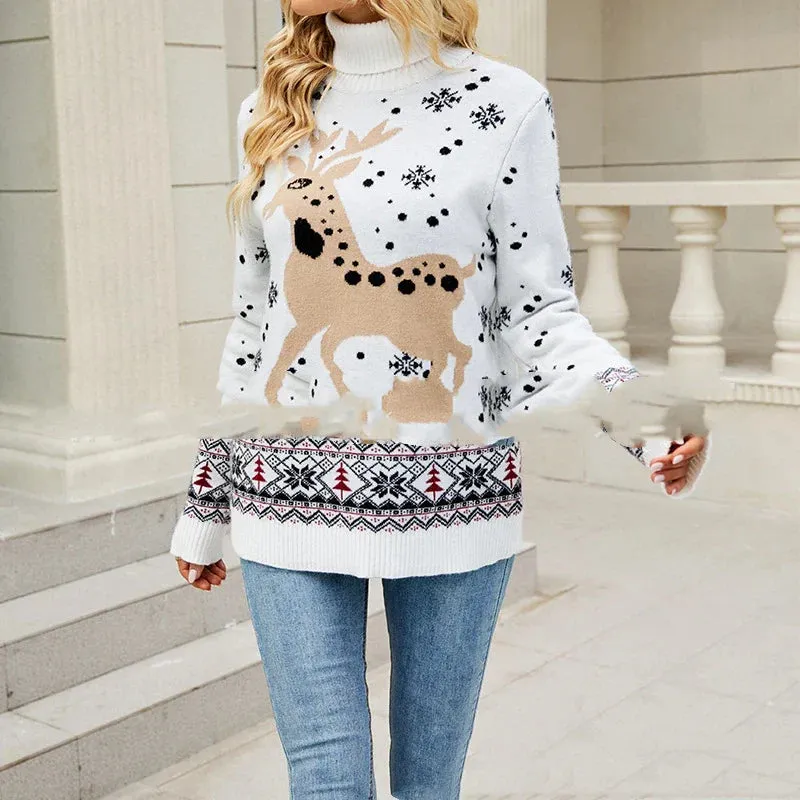 Wenkouban-Christmas Thanksgiving outfits_Christmas Deer Warm Knitted Long Sleeve Casual Ugly Blouse Christmas Sweater