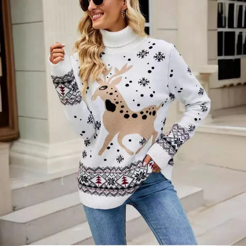 Wenkouban-Christmas Thanksgiving outfits_Christmas Deer Warm Knitted Long Sleeve Casual Ugly Blouse Christmas Sweater