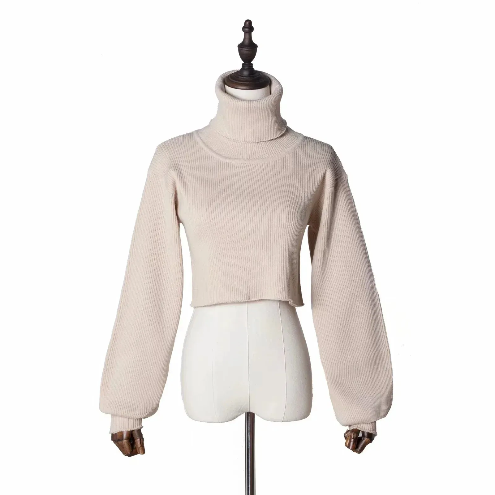 Wenkouban-Christmas Thanksgiving outfits_Trendy Casual Loose Sexy Fashionable Solid TurtleNeck Long Sleeve Knit Crop Christmas Sweater