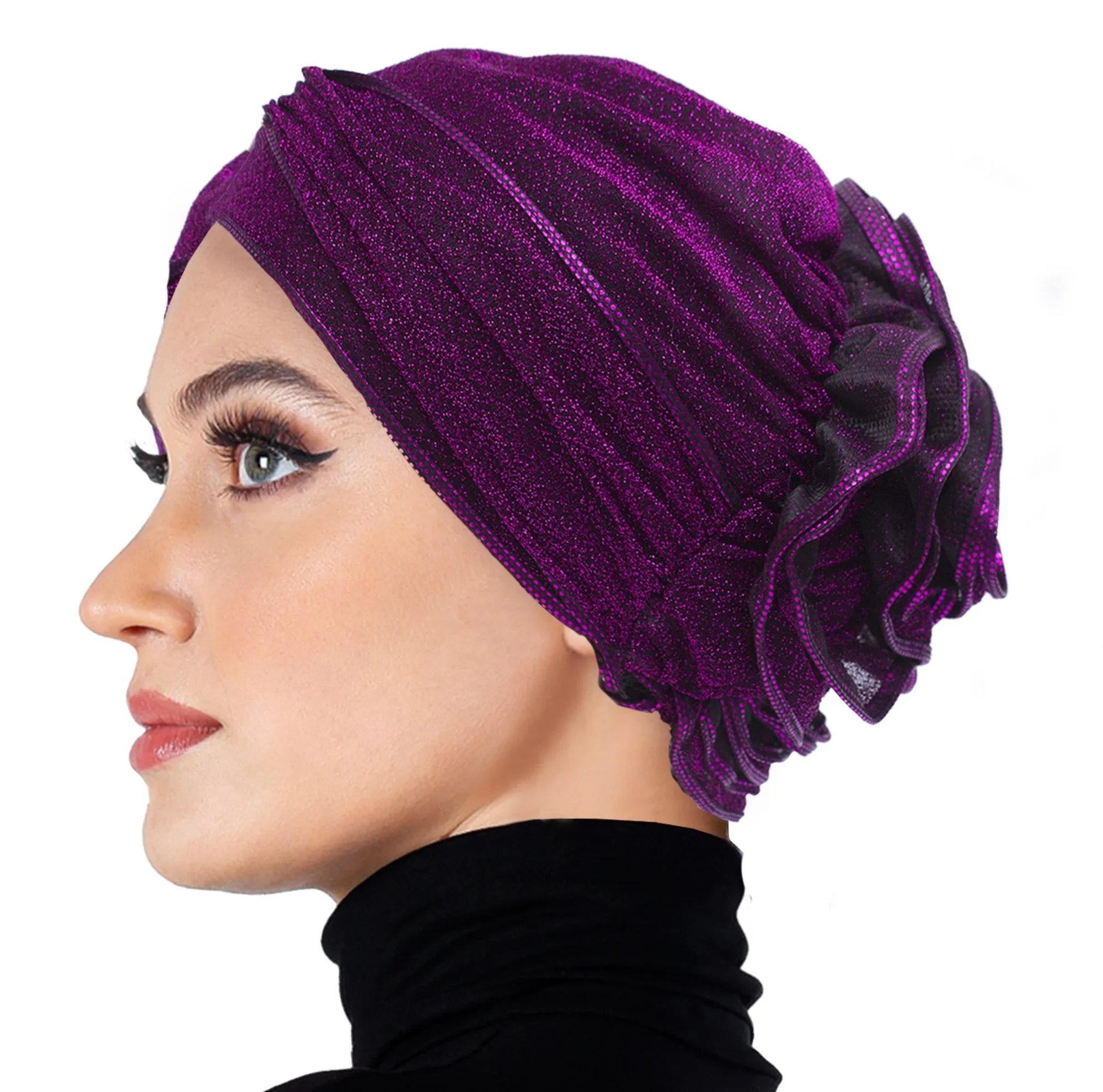 Wholesale Set of 3 Small Dazzle Hijab Cap Turbans in 3 colors