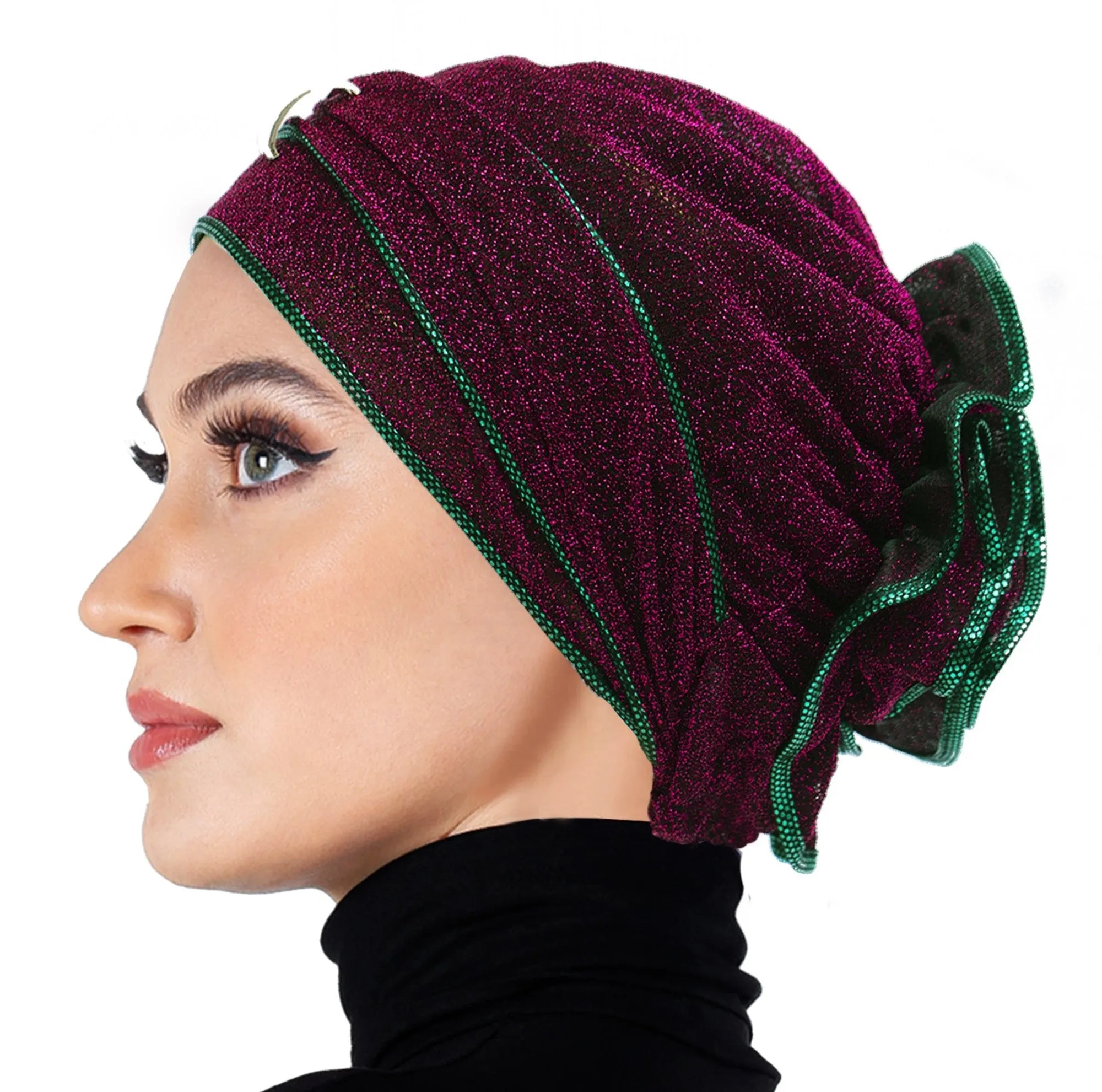 Wholesale Set of 3 Small Dazzle Hijab Cap Turbans in 3 colors