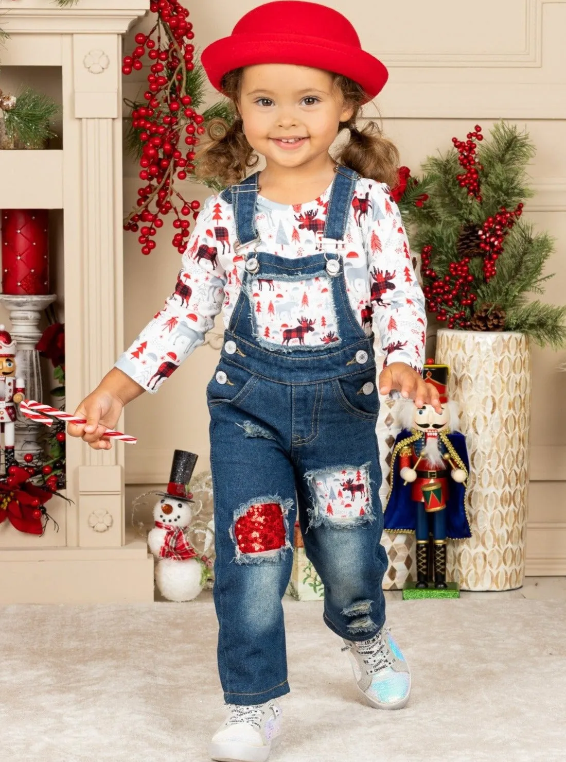 Winter Wonderland Denim Overall Set