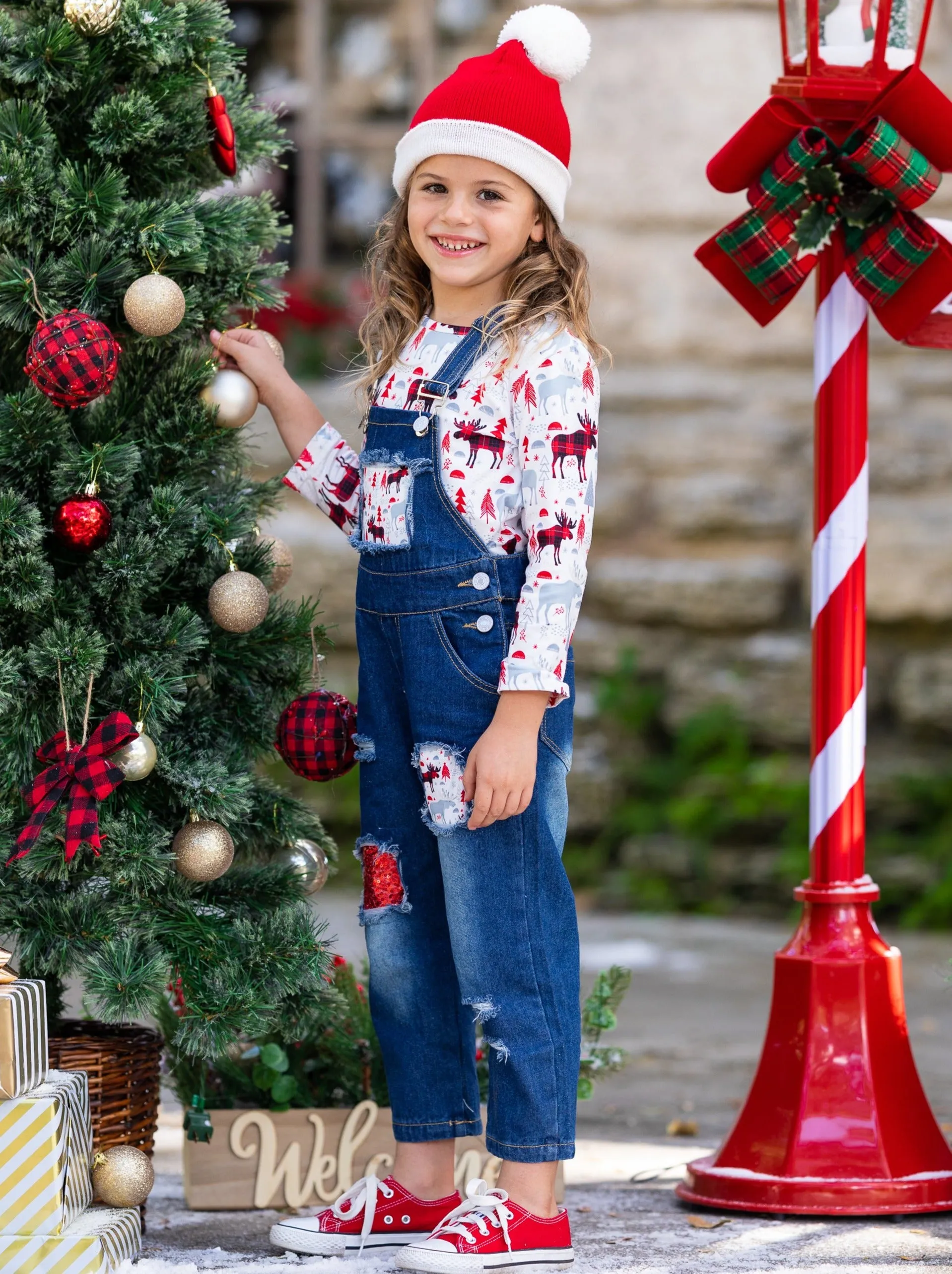 Winter Wonderland Denim Overall Set