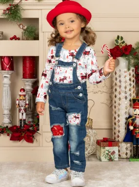 Winter Wonderland Denim Overall Set