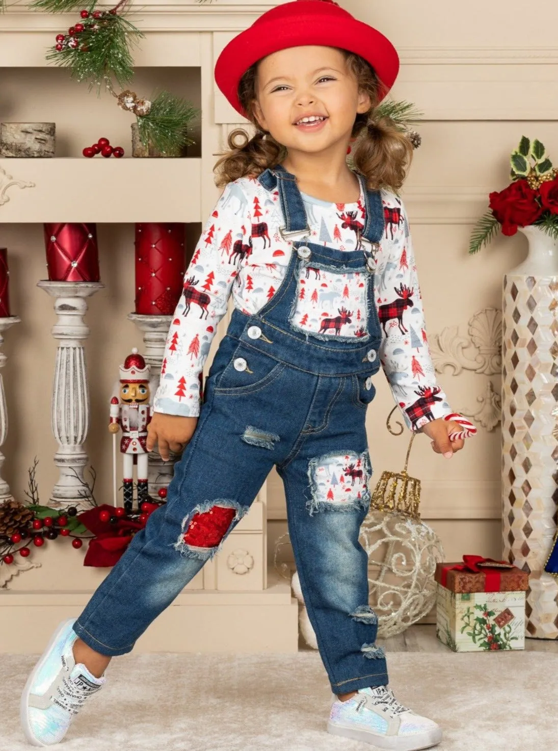 Winter Wonderland Denim Overall Set